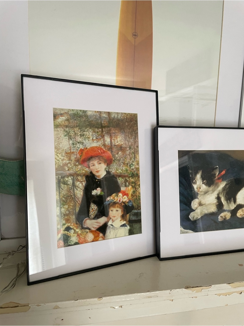 Framed vintage Renoir postcard. Art Print Featuring Woman and Child.